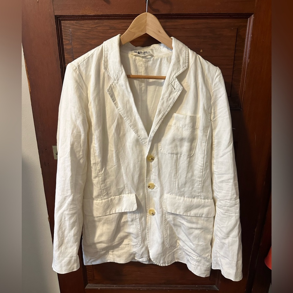 White Alex Mill Casual Blazer with Gold Buttons